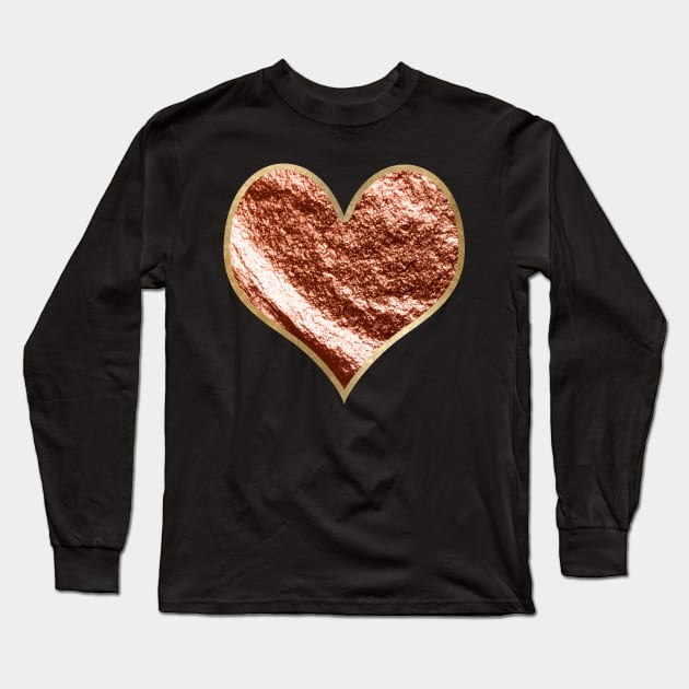 Heart - rose gold foil Long Sleeve T-Shirt by peggieprints